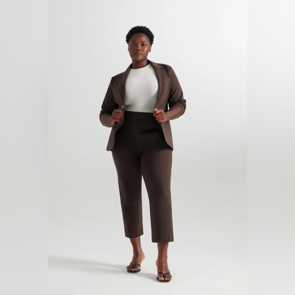 Pari Passu Ponte Debi Plus Size Open Blazer in Espresso NWT! size 22